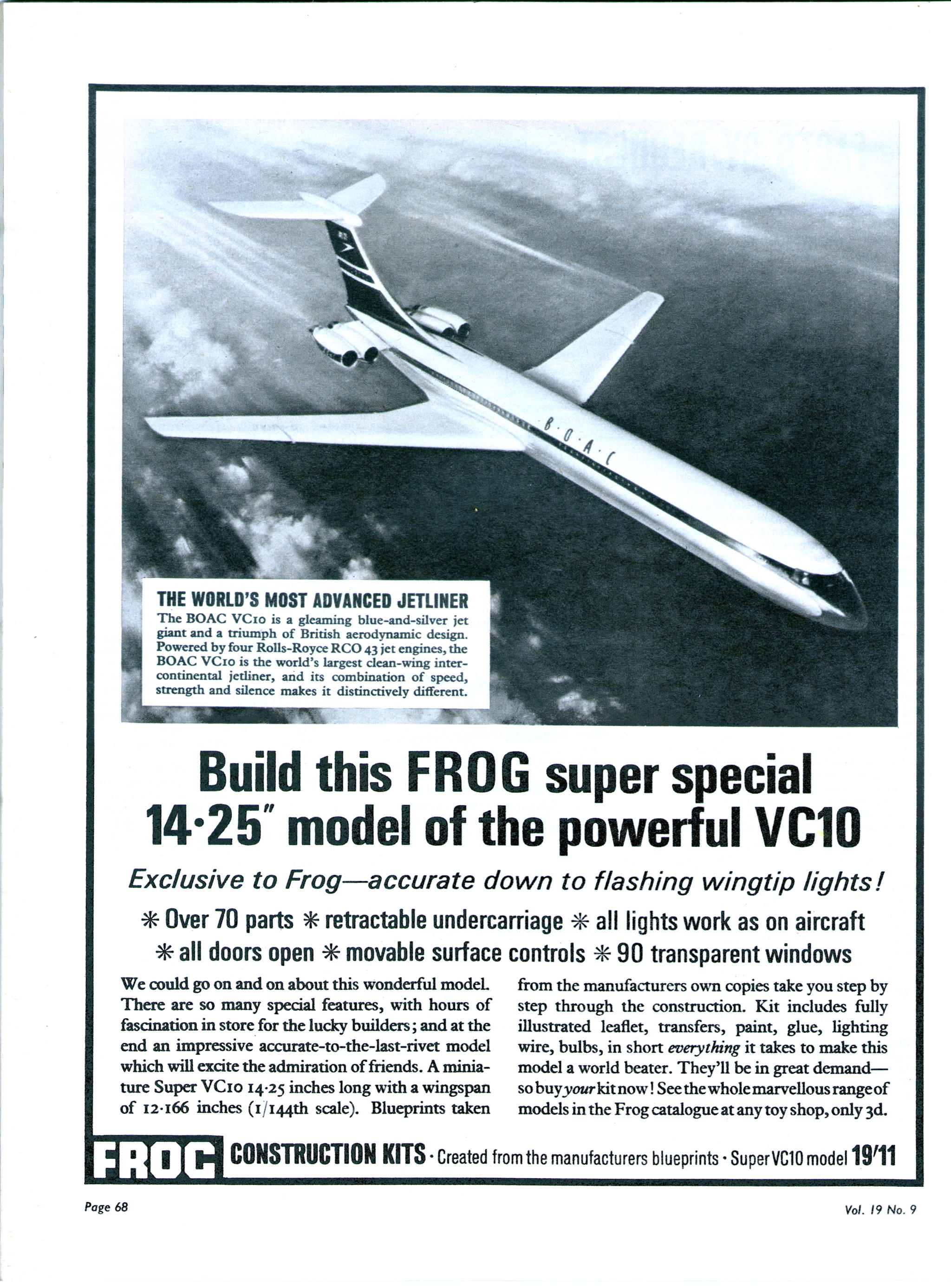 FROG F140 Super VC-10 advertising Flying Review International 1964 may Vol.19 No.9